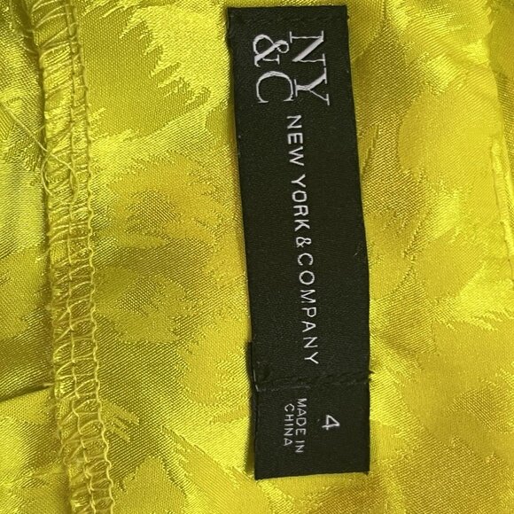 New York & Co NYCO Leopard Satin Midi Skirt Size 4 Neon Green Yellow Small 29W - Picture 15 of 16